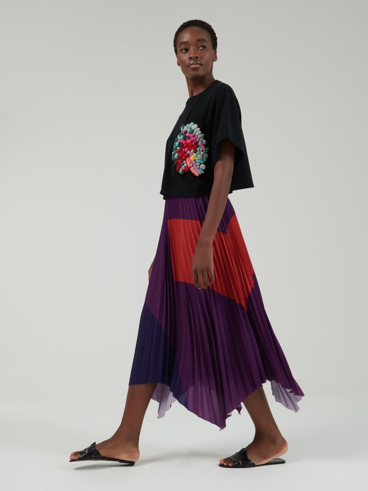 Color-Block-Pleated-Skirt