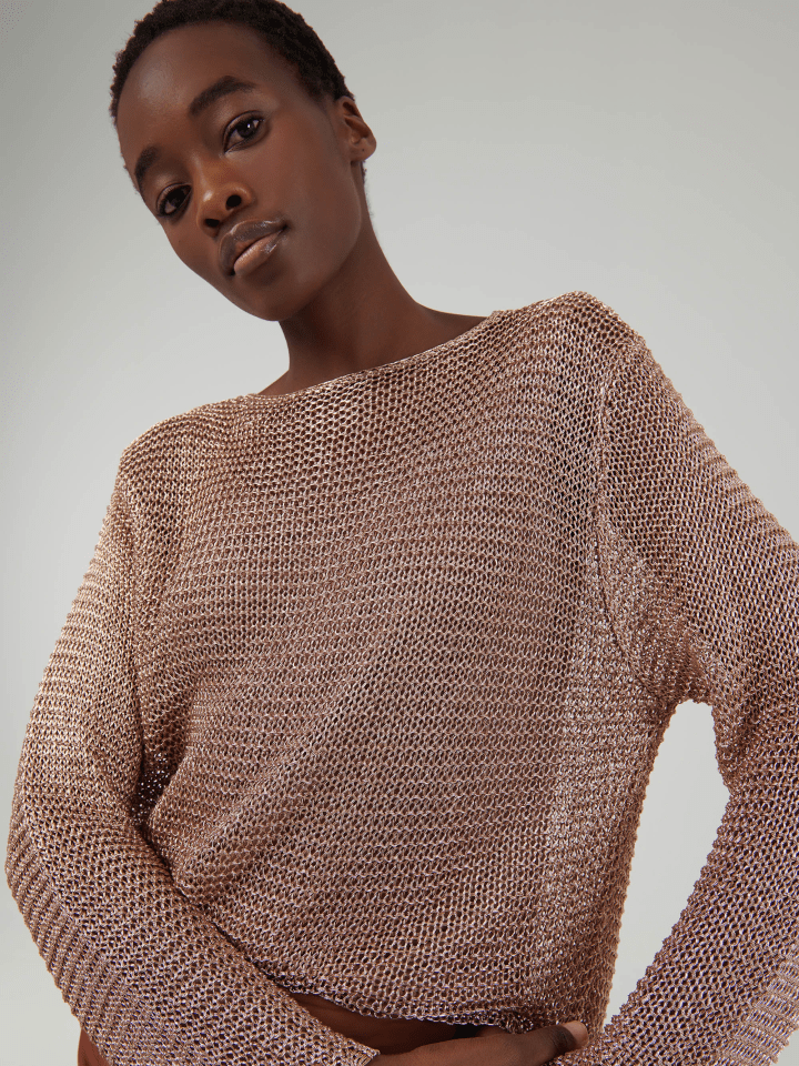 Metallic-Mesh-Knit-Top