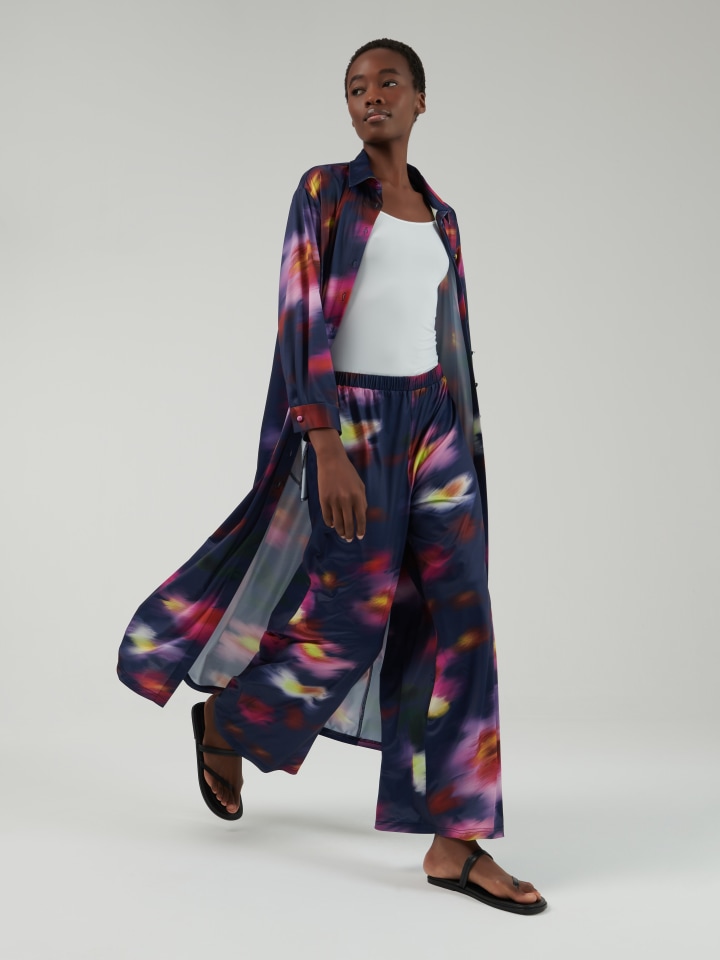 Blurred-Floral-Print-Trousers