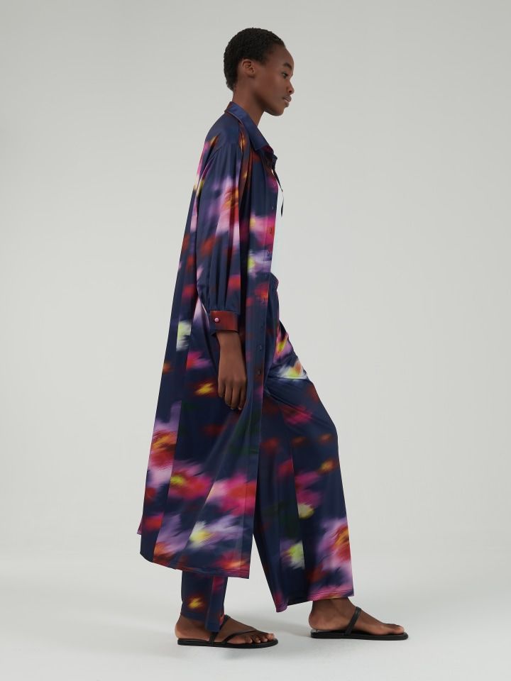 Blurred-Floral-Print-Trousers