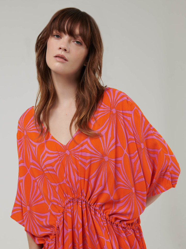 Tile-Print-Waist-Kaftan---Shorter-length