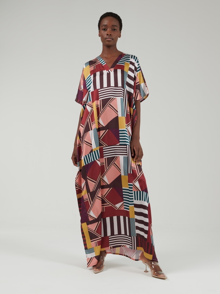 Multicolor-Abstract-Print-Kaftan