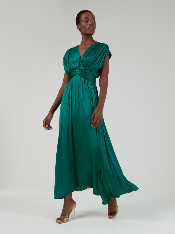 Marked-Waist-Pleated-Dress