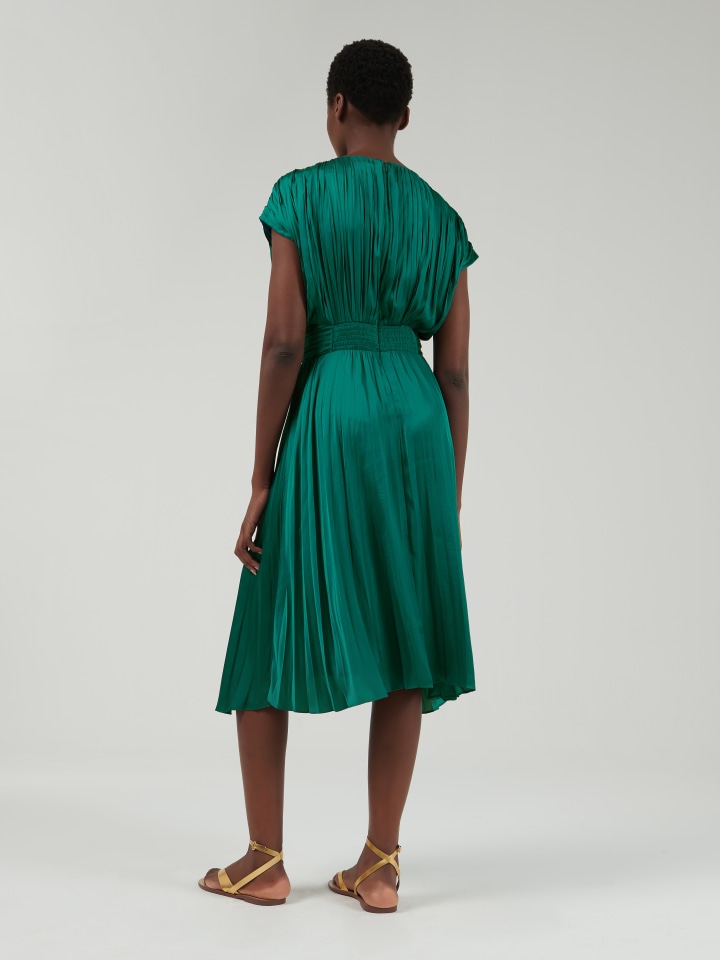 Marked-Waist-Pleated-Dress---Shorter-length