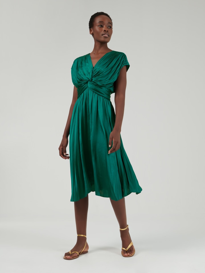 Marked-Waist-Pleated-Dress---Shorter-length