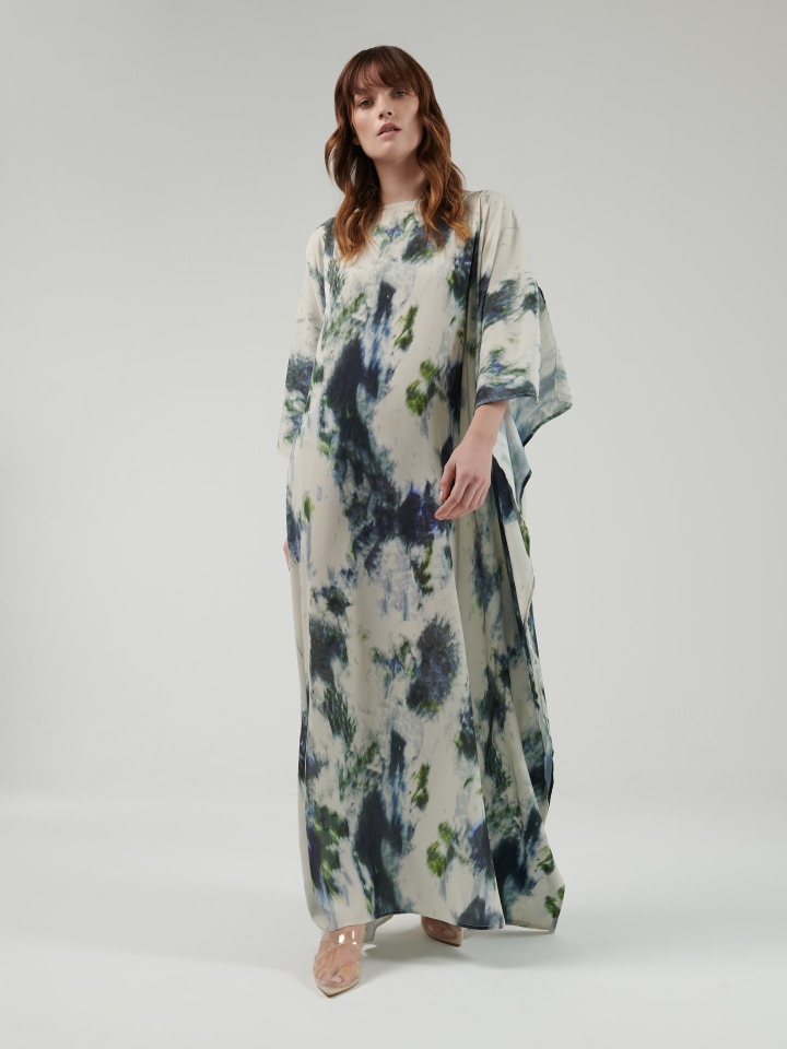 Blurred-Floral-Print-Kaftan