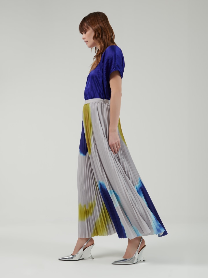 Organic-Print-Pleated-Skirt