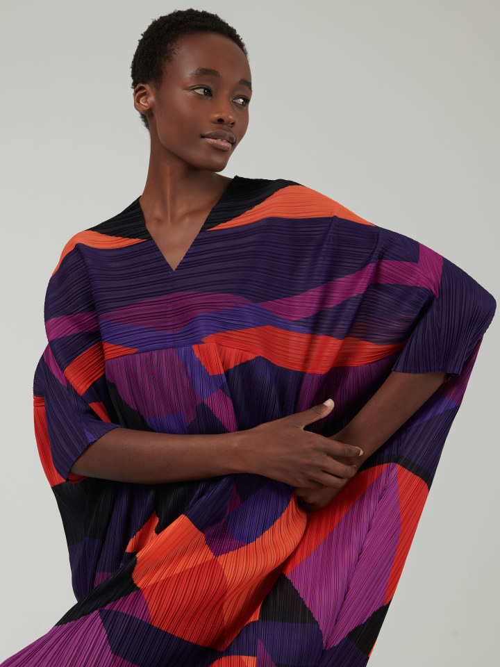 Geometric-Print-Plisse-Kaftan