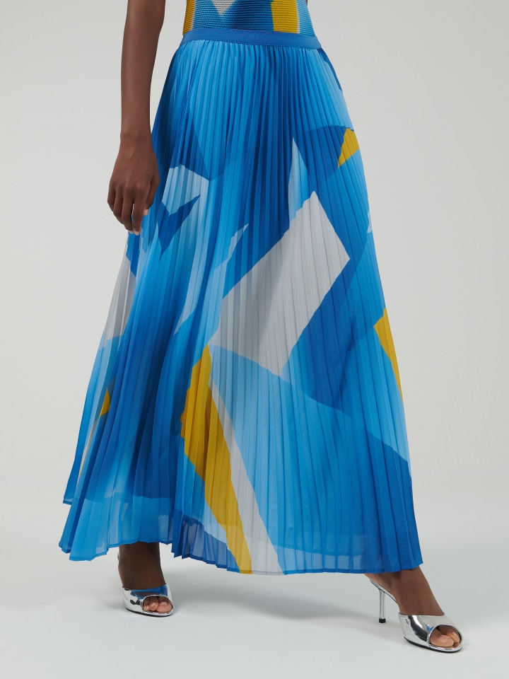 Geometric-Print-Plisse-Skirt