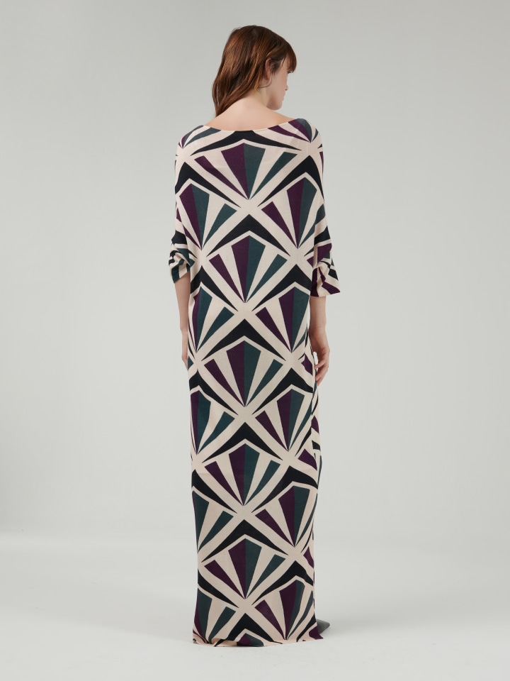 Geometri-Print-Knitted-Kaftan