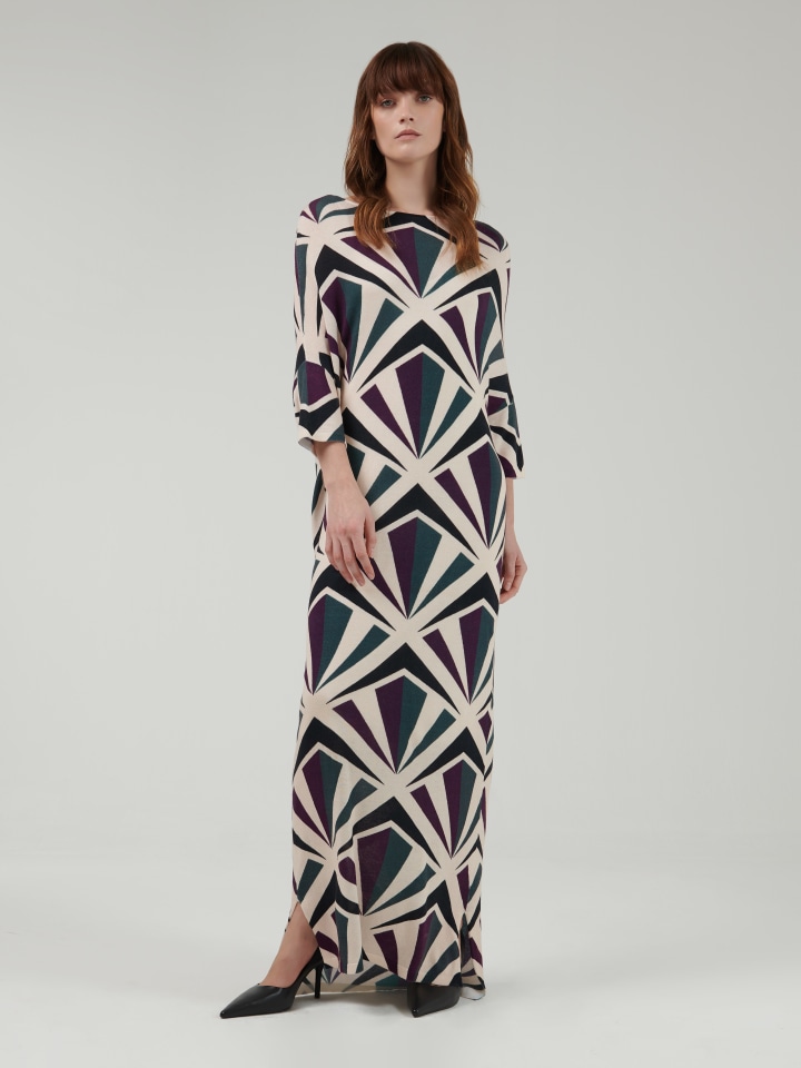 Geometri-Print-Knitted-Kaftan