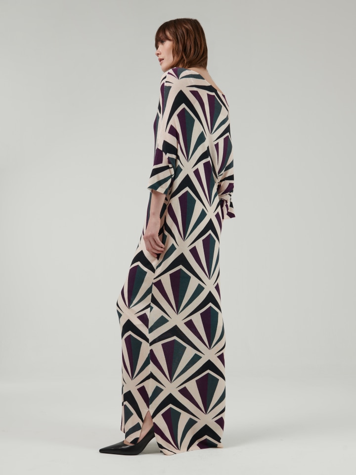 Geometri-Print-Knitted-Kaftan