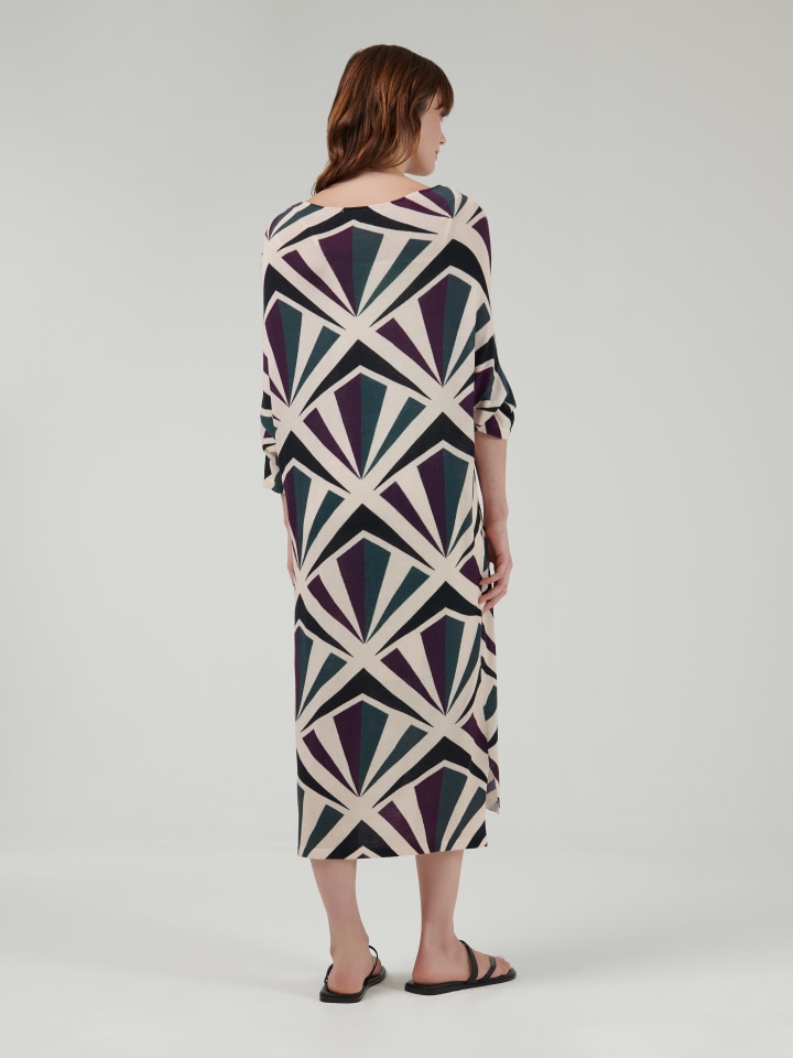 Geometri-Print-Knitted-Kaftan---Shorter-length