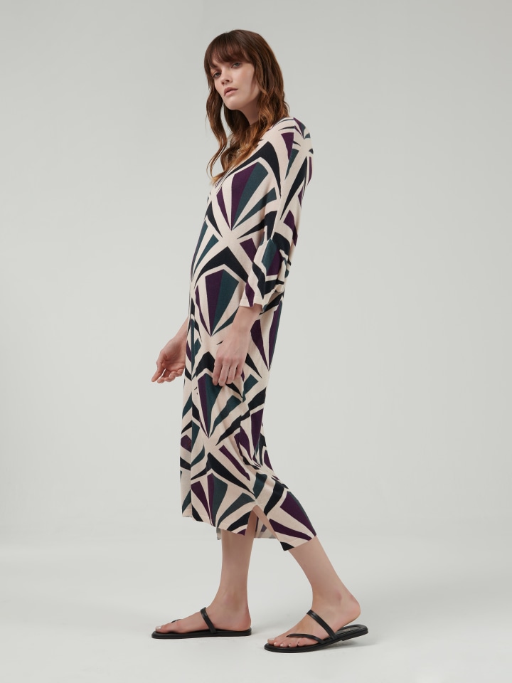 Geometri-Print-Knitted-Kaftan---Shorter-length