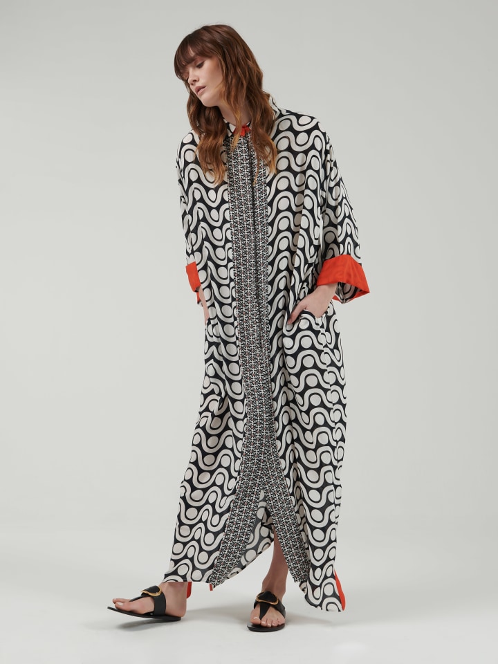 Contrast-Print-Shirt-Kaftan