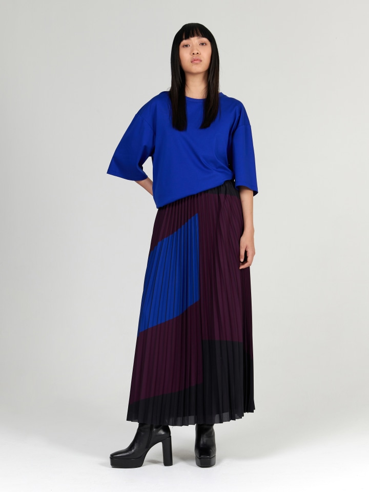 Colour-Block-Pleated-Skirt