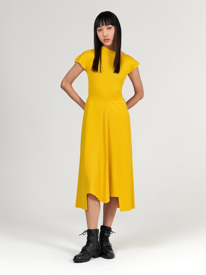 Asymmetric-Neckline-Dress---Shorter-Length