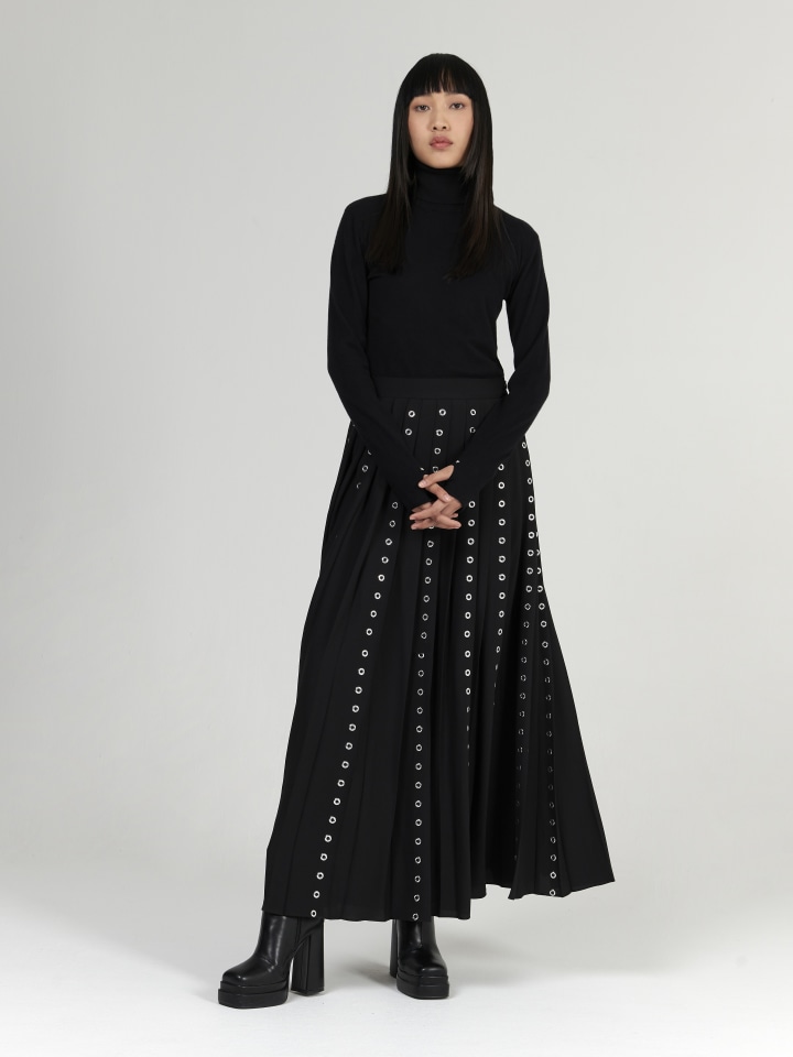 Pleated-Eyelet-Skirt