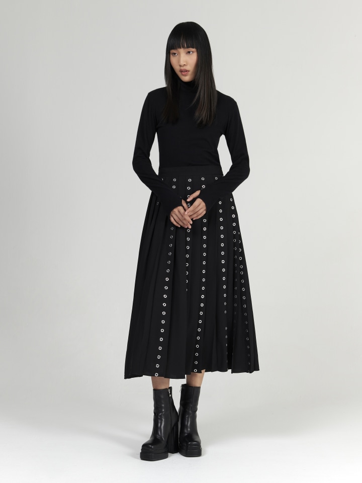 Pleated-Eyelet-Skirt---Shorter-Length