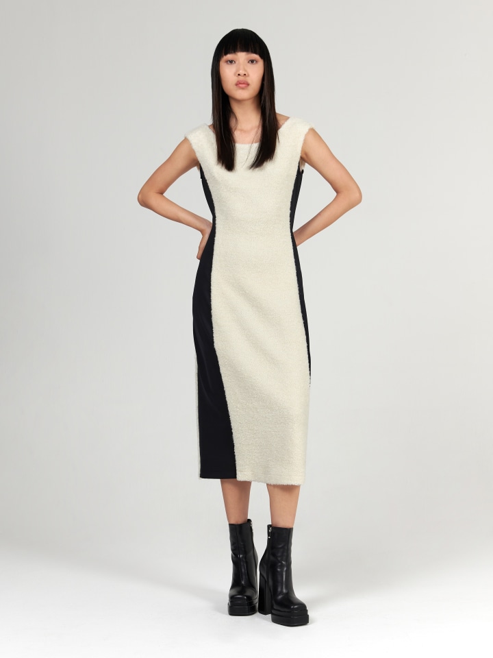 Monochrome-Maxi-Dress---Shorter-Length