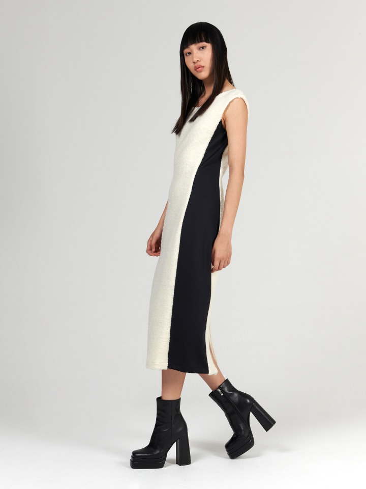 Monochrome-Maxi-Dress---Shorter-Length