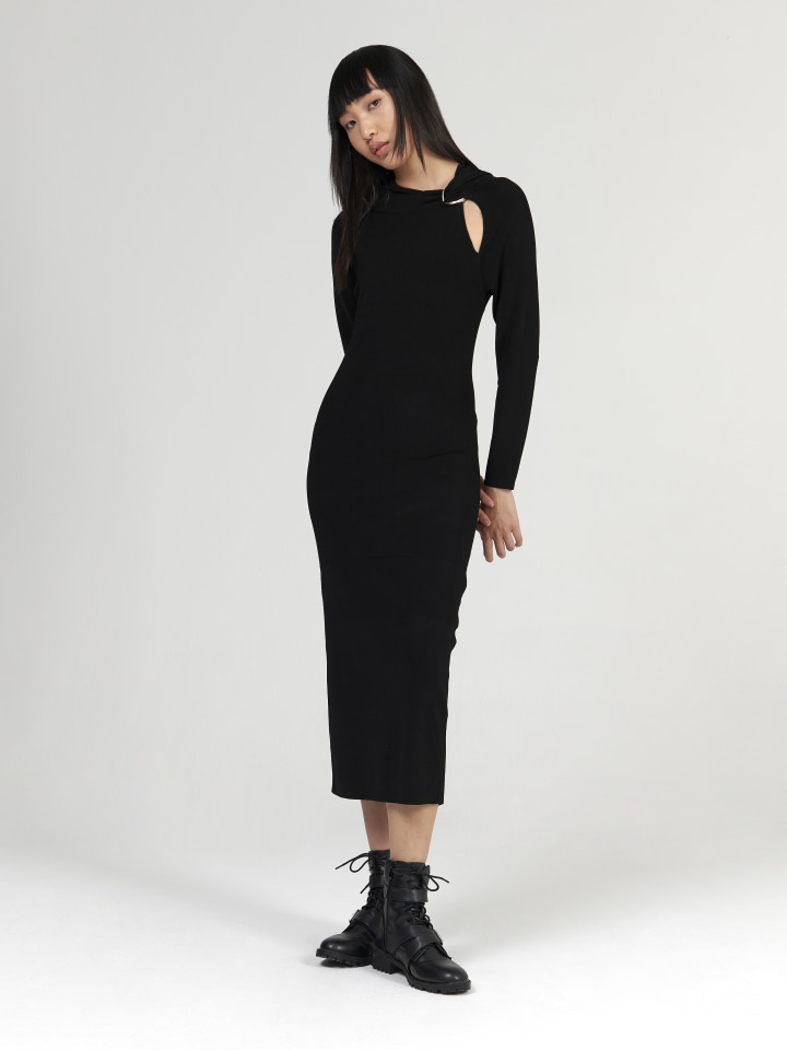 Hooded-Knitted-Dress---Shorter-Length