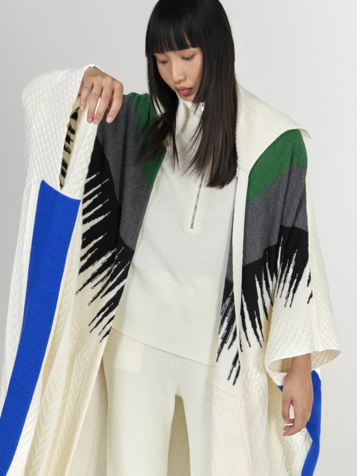 Multicolor-Intarsia-Bisht