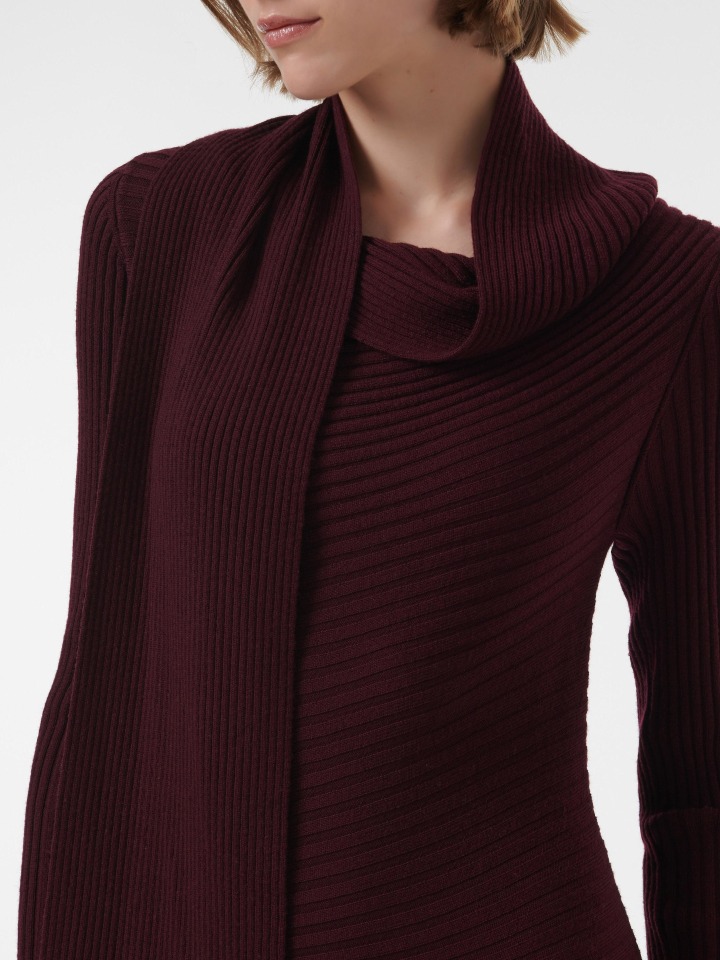Ril V Neck L S Belt Knit Dress Natural Melange