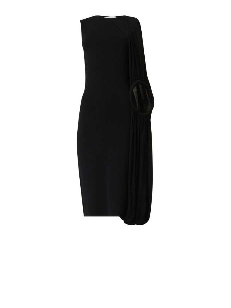 Asymmetric Shoulder Hoop Knit Dress