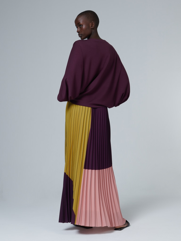 Colour-Block Pleated Skirt | Leem