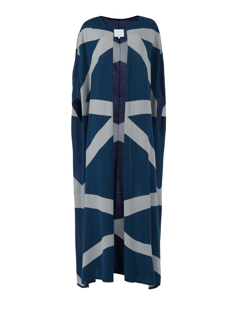 Geometric Stripe Knit Cape
