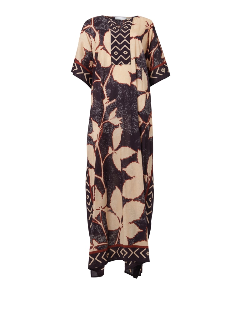 Notch Neck Floral Print Kaftan