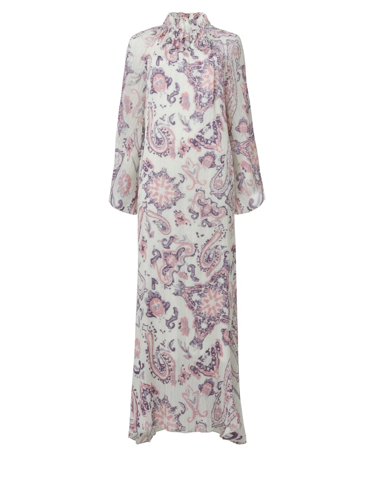 Shirred Neck Printed Dress