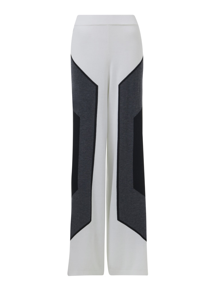Wide-Leg Intarsia Knit Trousers