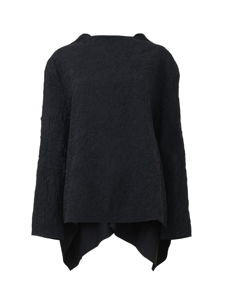 Funnel-Neck Textured Blouse