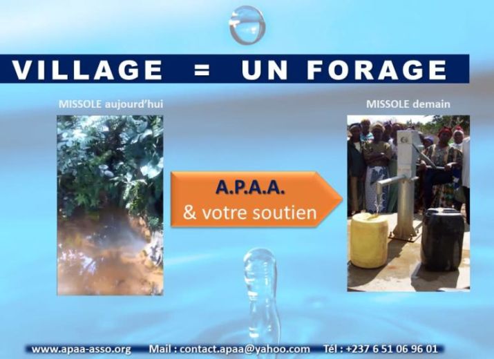UN VILLAGE, UN FORAGE D'EAU POTABLE - MISSOLE (Cameroun)