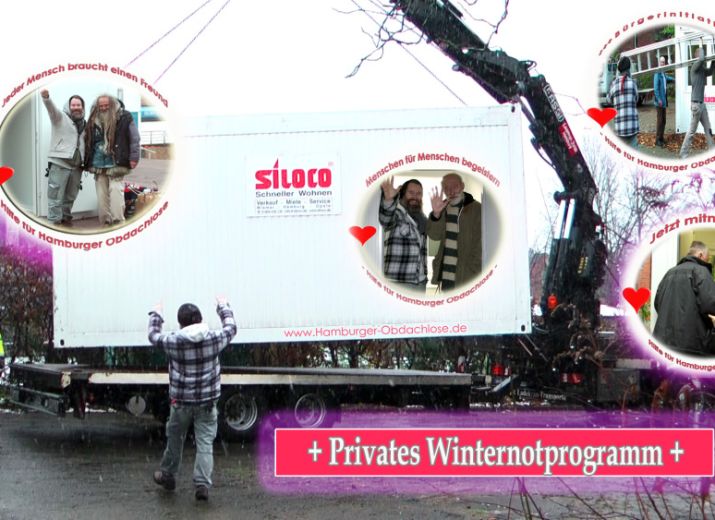 Wohncontainer für Obdachlose aufstellen - Winter 2019
