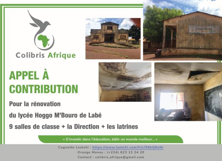 Appel à contribution pour la rénovation du "Lycée Hoggo M'Bouro" situé dans la Commune Urbaine de Labé - Guinée