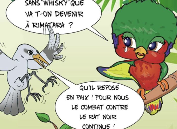 Leia DIARD avec VIK et l’association Rima´ura pour l’achat d’un chien biosécurité à Rimatara (Polynesie Française)