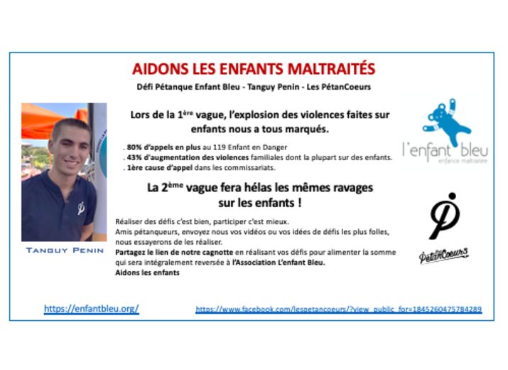 Défi Pétanque Enfant Bleu / Tanguy Pénin / Les PétanCoeurs