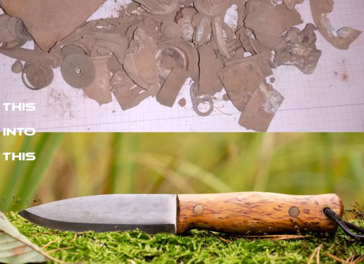 Money pot Making knives from old metal scrap from fields and with driftwood handles