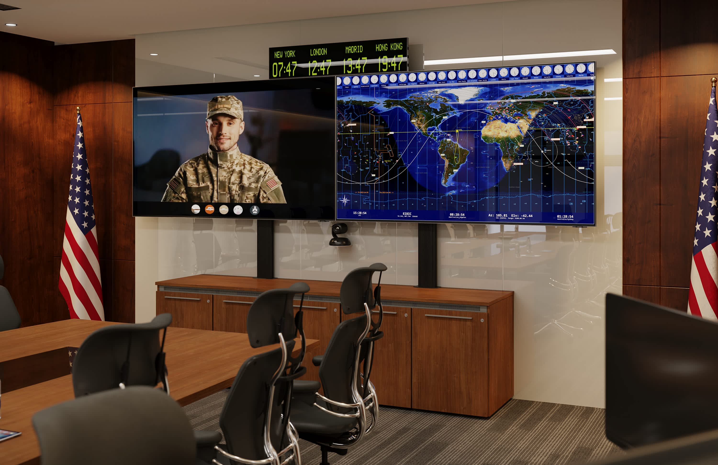 Credenza with separate bays