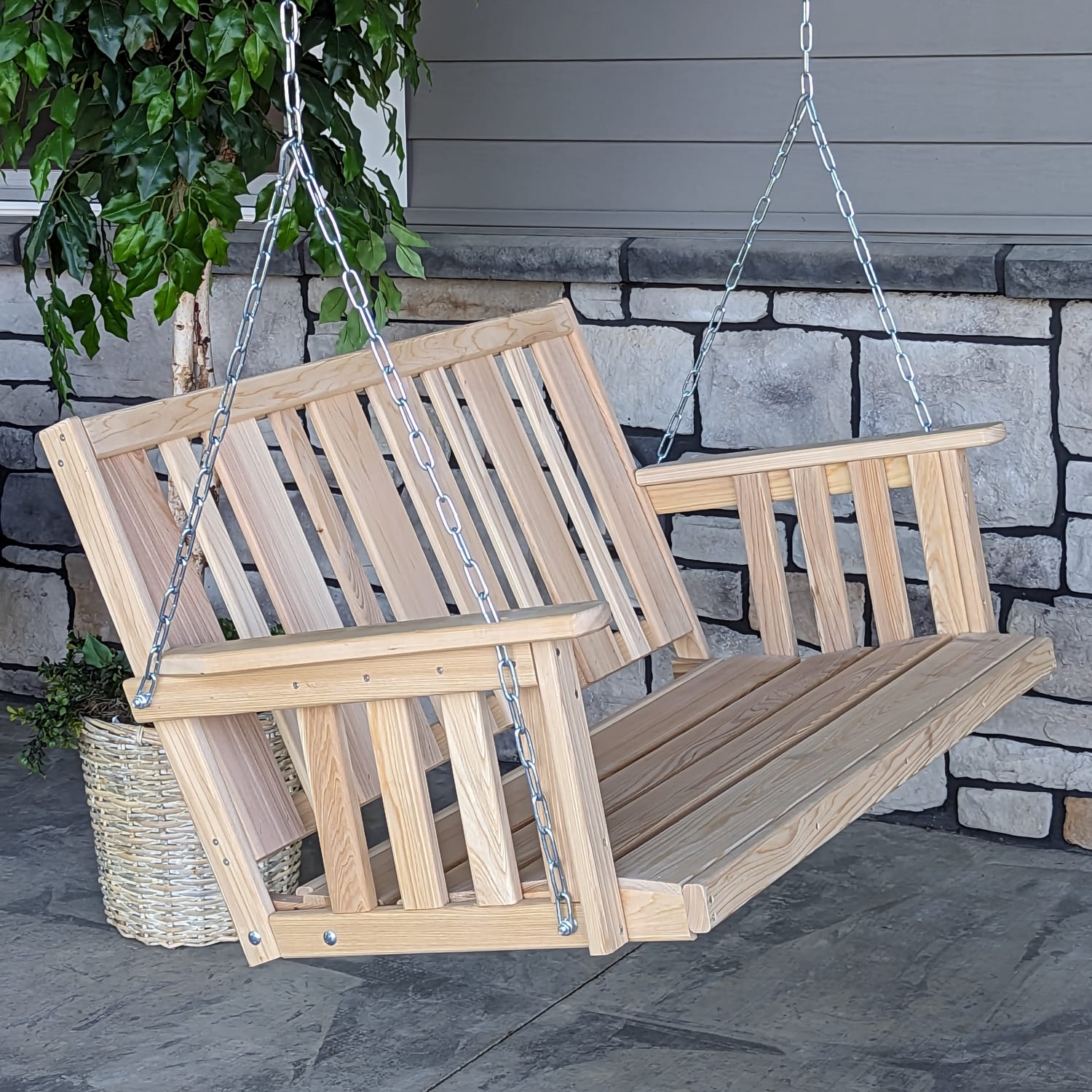 Cypress Hanging Porch Swing Amish Furniture Lehman's