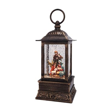 Christmas Nativity Glitter Lantern - 10.5"