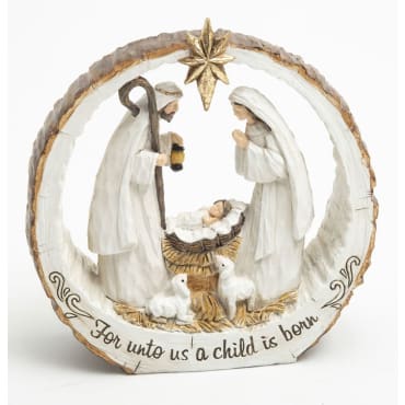 Resin Bark Slice Nativity Scene - 6.89"