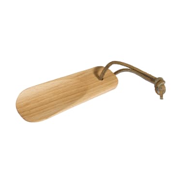 Small Beechwood Shoehorn with Leather Strap