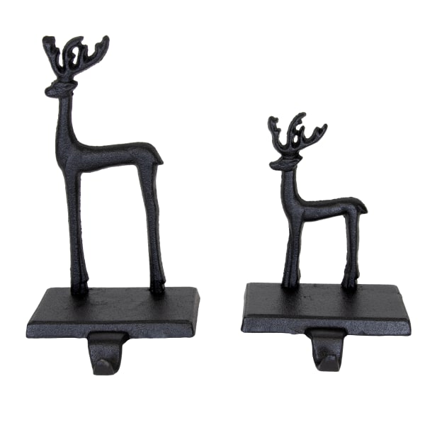 Black Iron Deer Stocking Holders - Set of 2