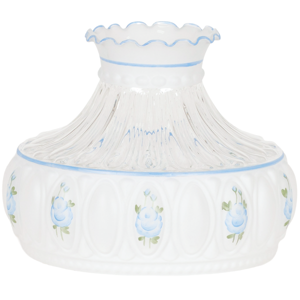 Aladdin Blue Rose Glass Oil Lamp Shade