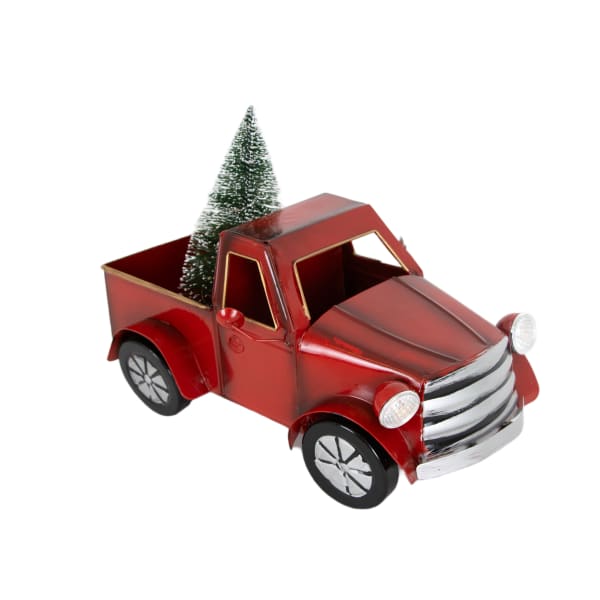 Lighted Metal Holiday Truck with Tree - 11.5"