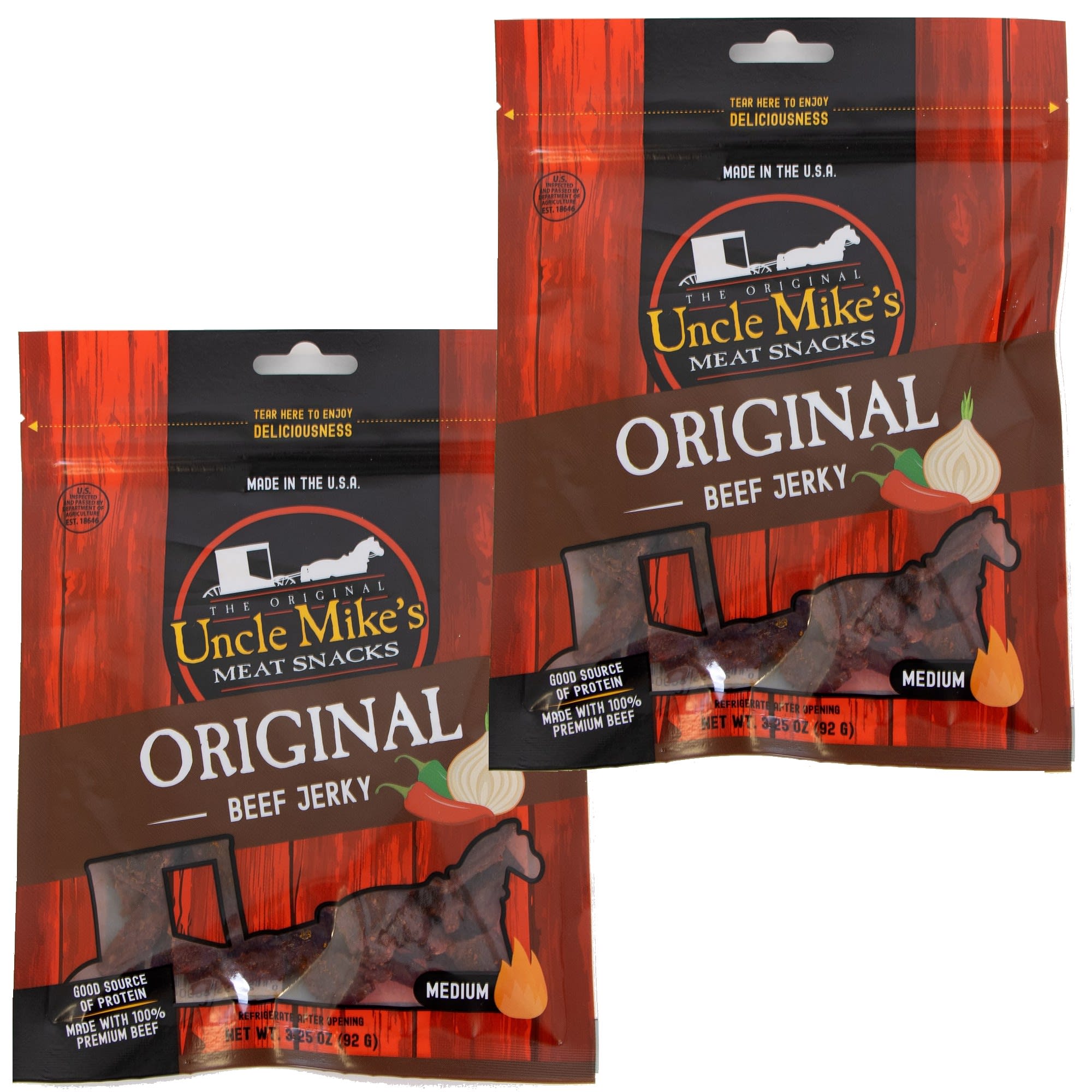 Uncle Mike's Beef Jerky Snacks - Gluten Free, 2 Bags